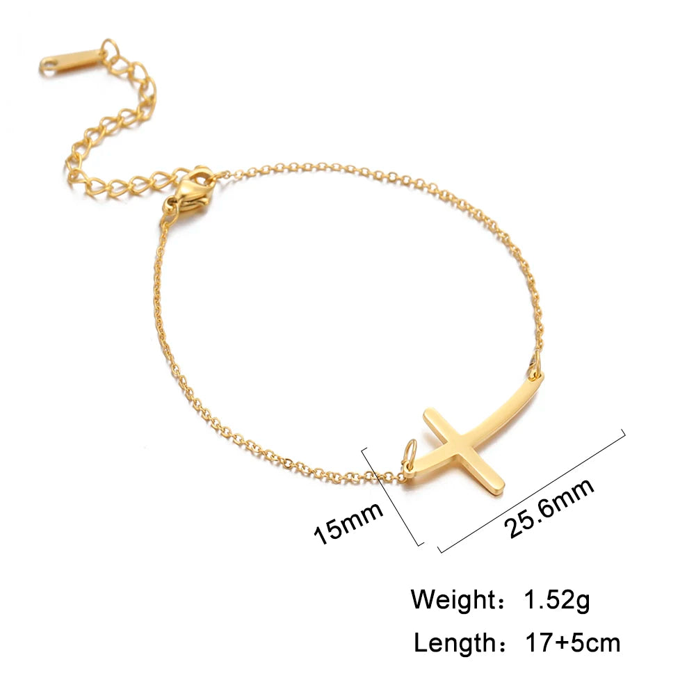 Amaxer Stainless Steel Cross Pendant Bracelet
