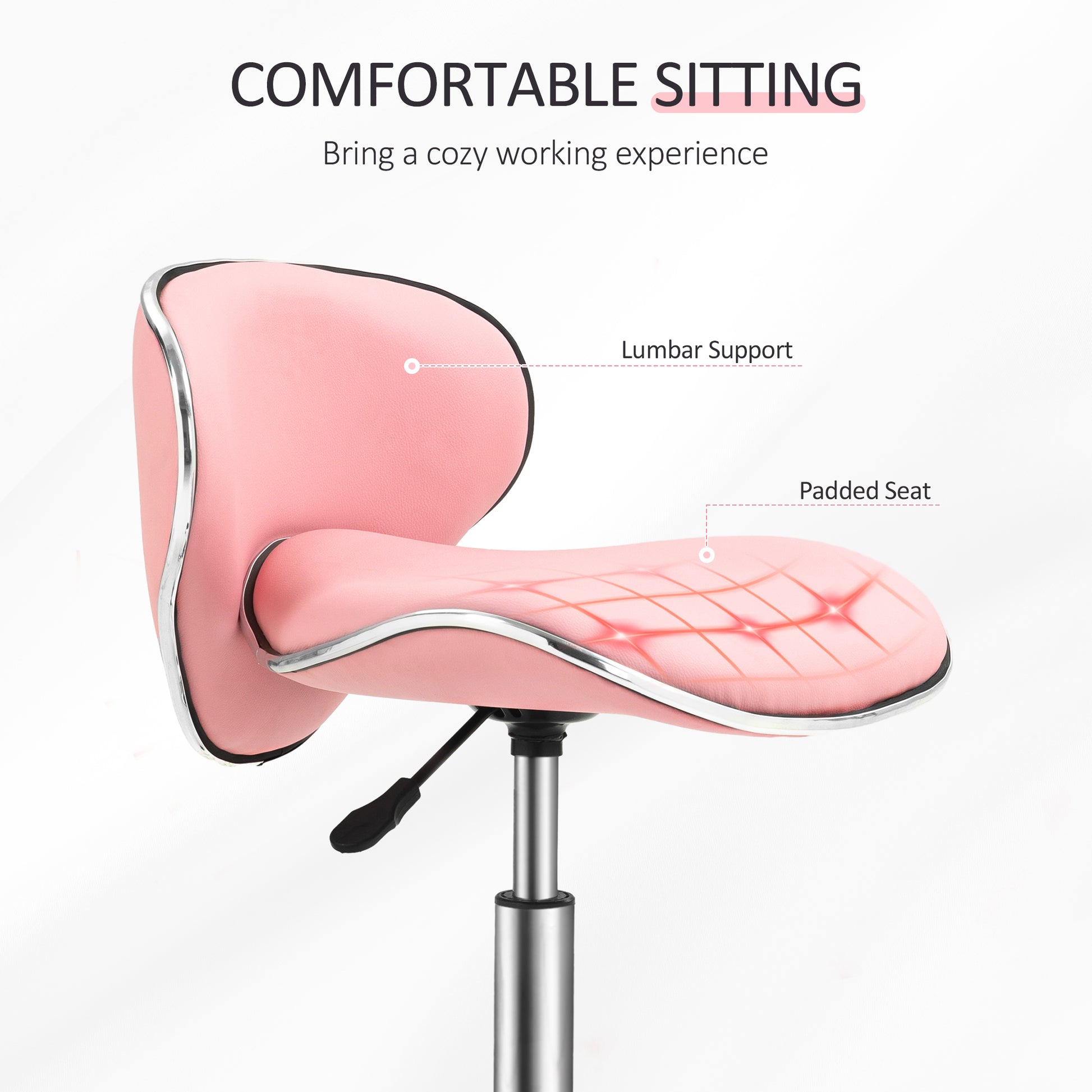 Pink Beauty Salon Stool for Spa by HOMCOM-4