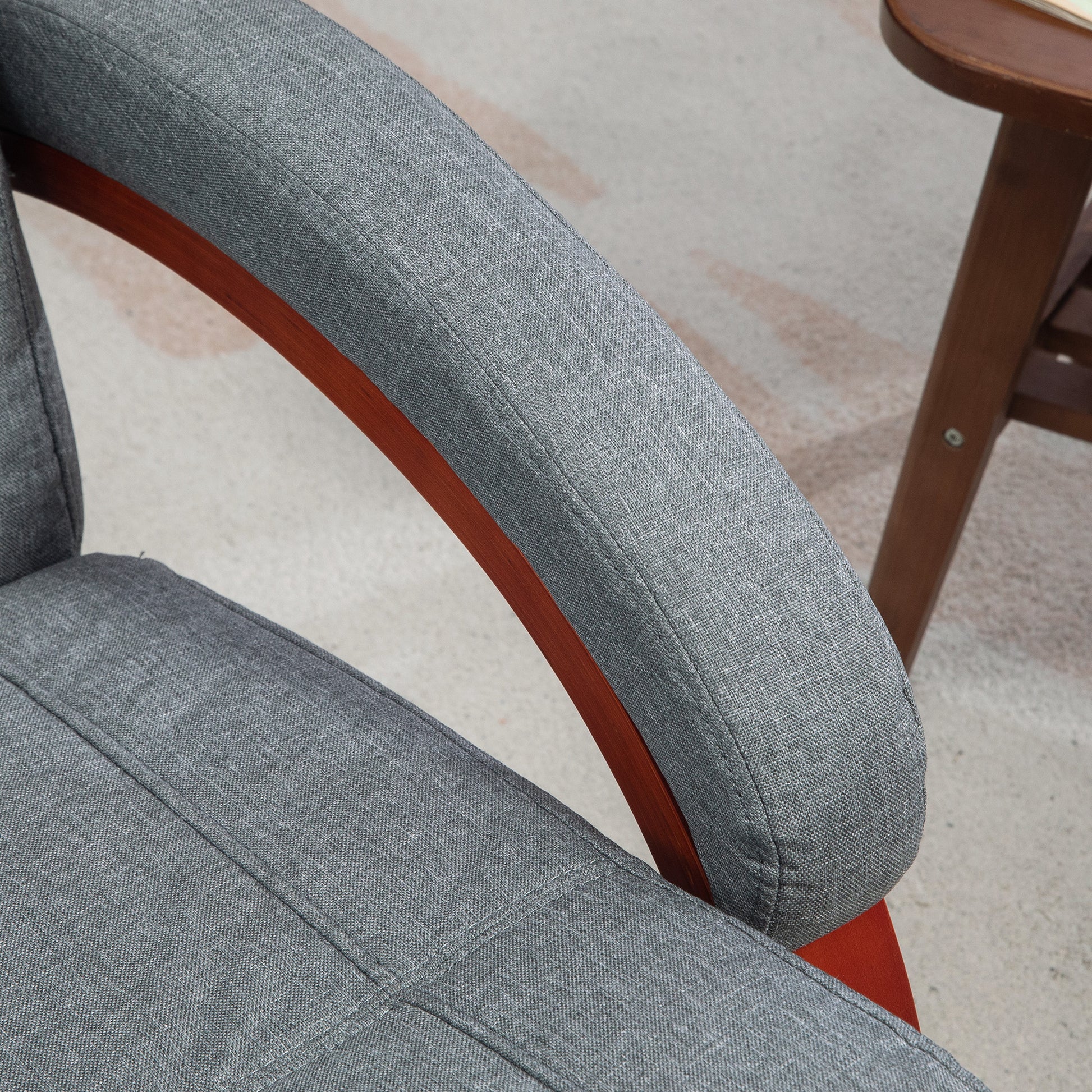 HOMCOM 135° Manual Reclining Swivel Chair, with Footrest - Grey-6
