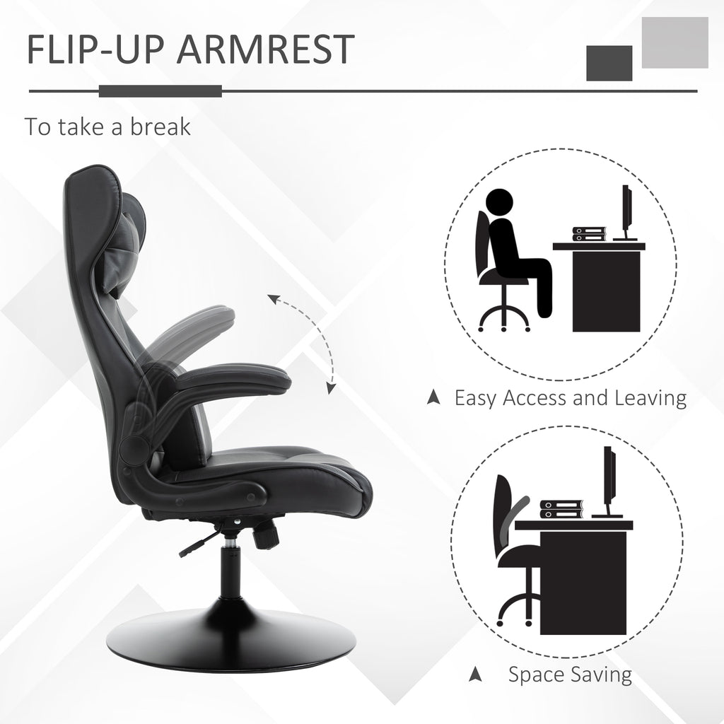 Video Game Chair with Lumbar Support, Racing Style Home Office Chair, Computer Chair w/ Swivel Base, Armrest, Headrest, Black | Vinsetto-2