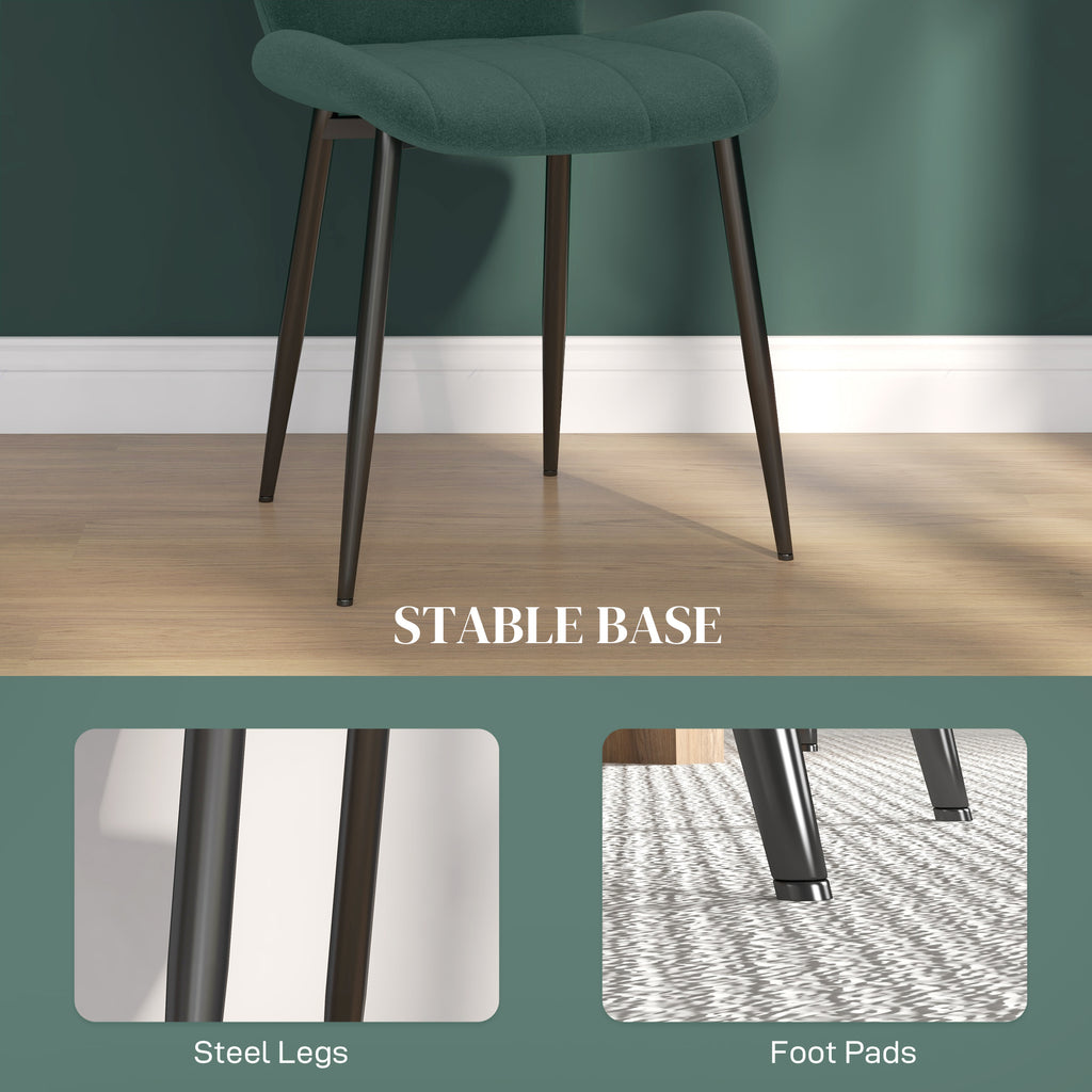 Set of Four Flannel Relaxed Tub Dining Chairs - Green | HOMCOM-4