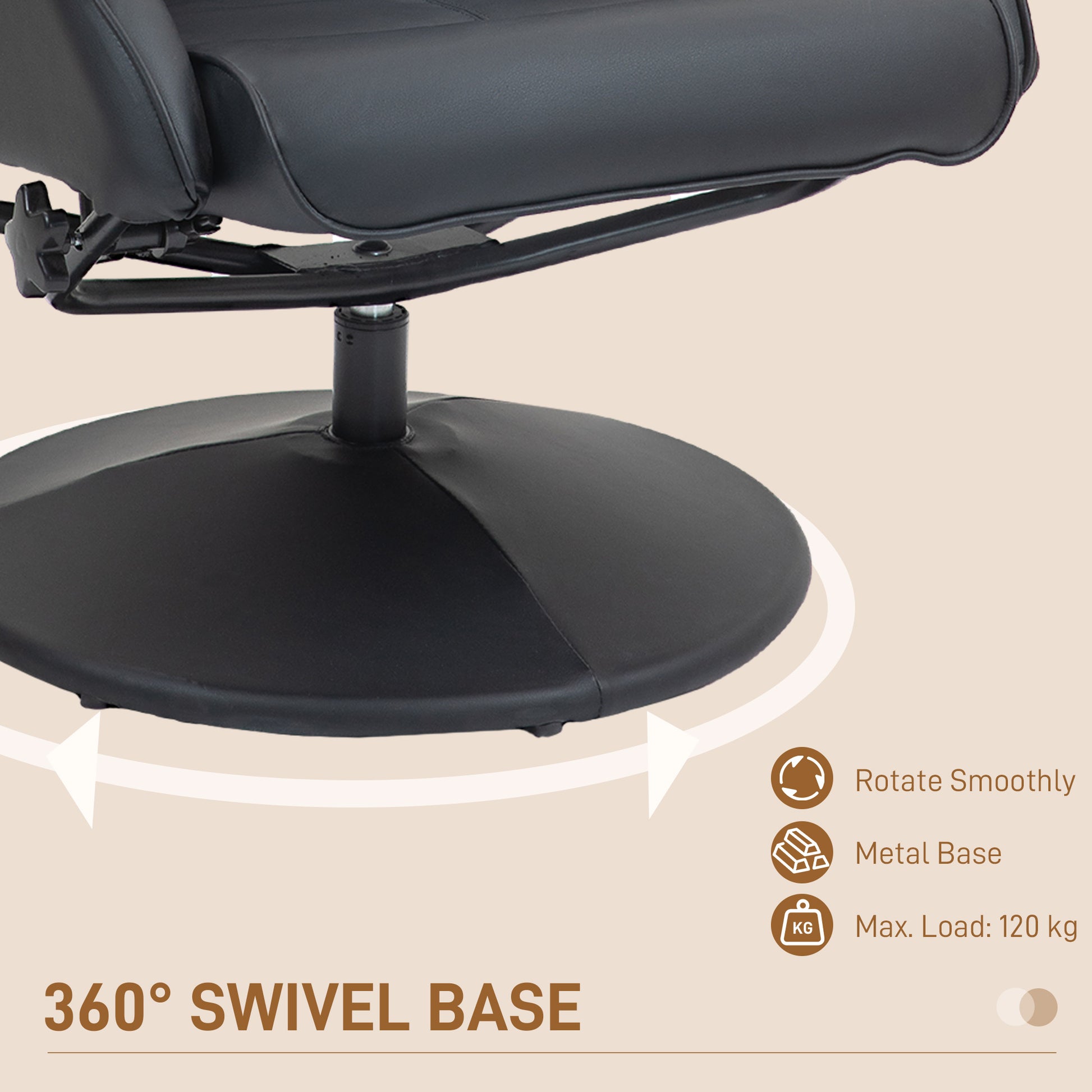 Black Faux Leather Reclining Chair and Footstool by HOMCOM-4