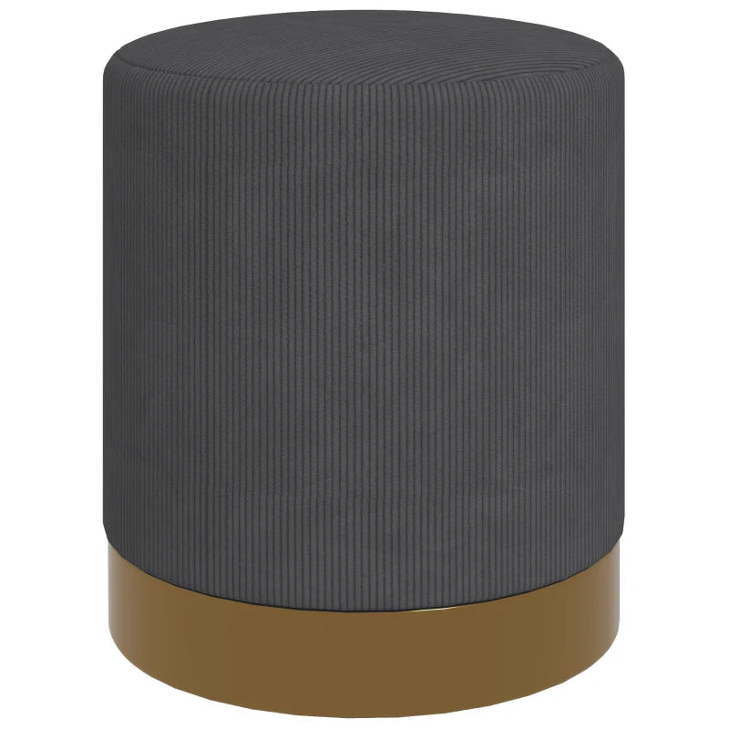 HOMCOM Soft Padded Corduroy Footstool in Charcoal Grey-0