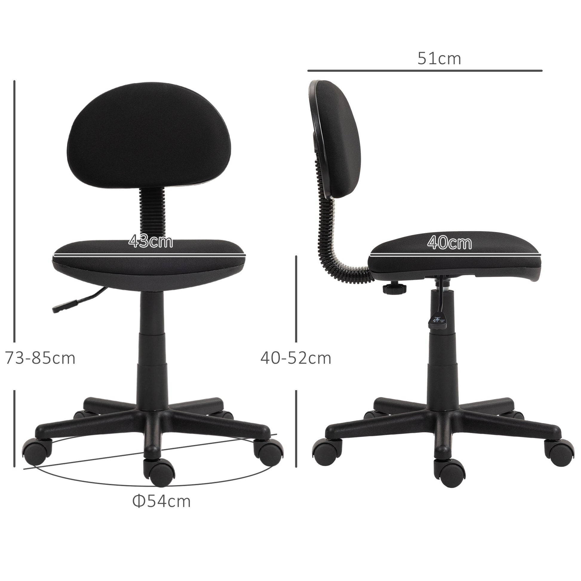 HOMCOM Small Armless Office Chair in Black-1