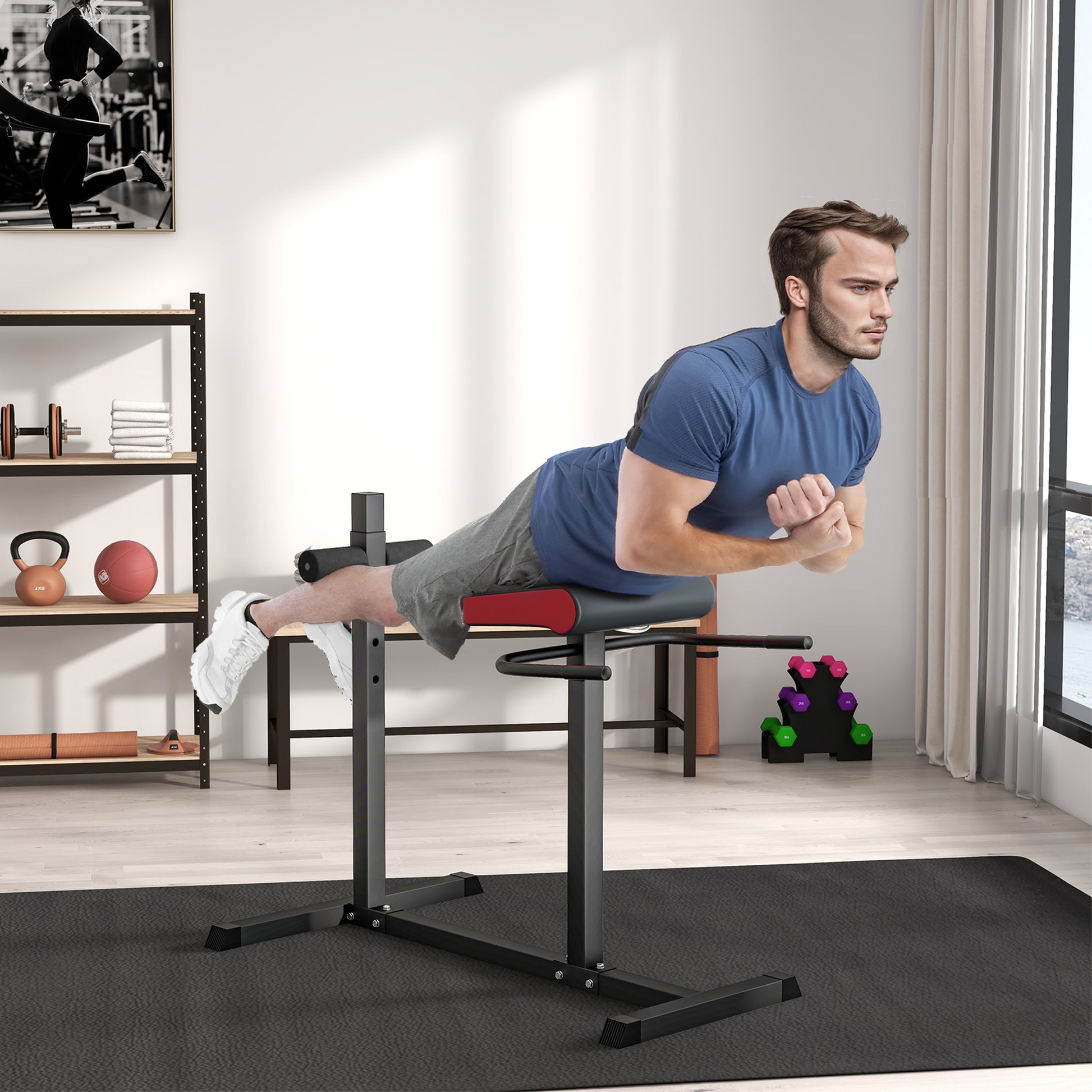 Back Extension Roman Chair, Hyperextension Bench with Adjustable Leg Roller for Back, Abdominal and Gluteal Training by SPORTNOW-8