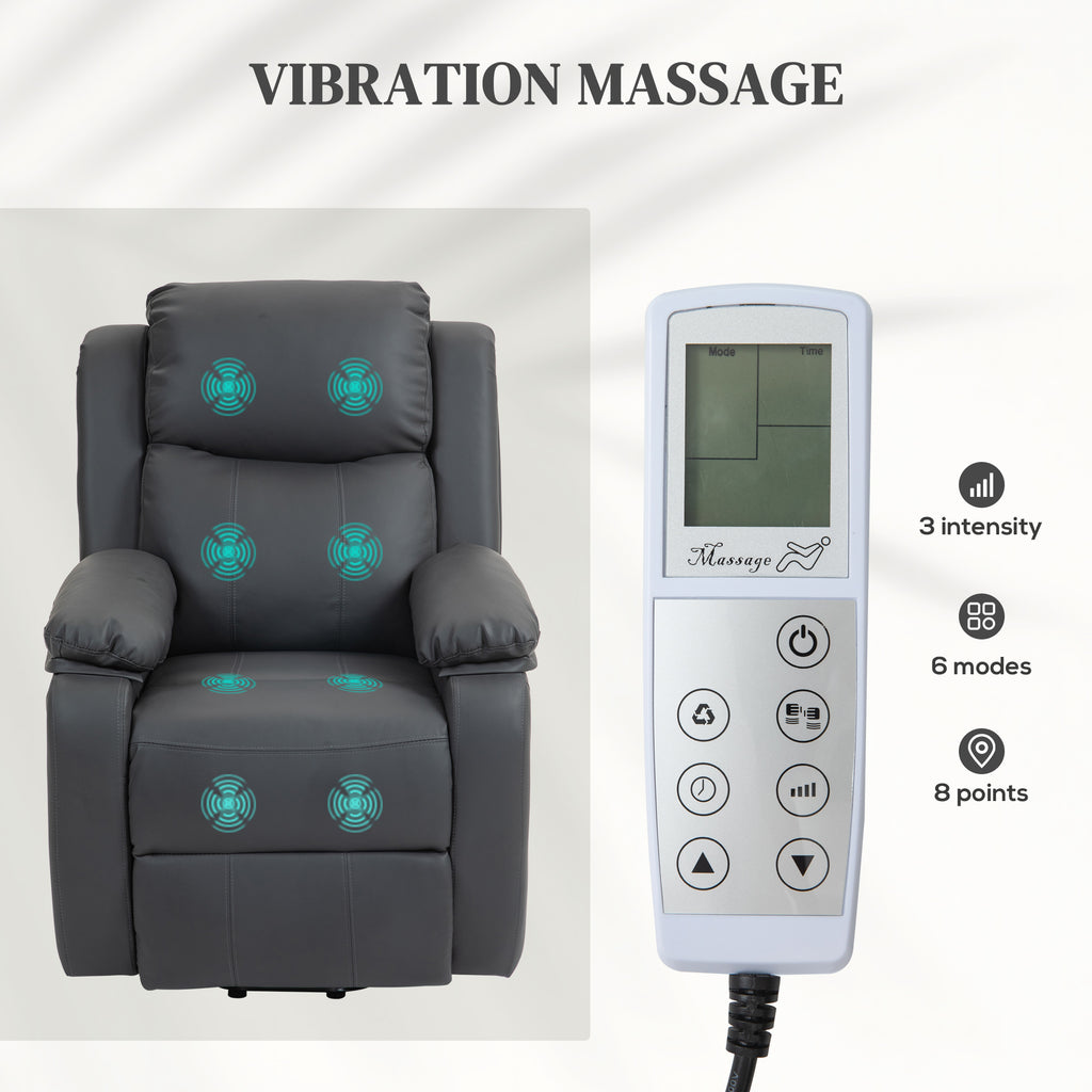 HOMCOM Electric Power Lift Recliner Chair Vibration Massage Reclining Chair with Remote Control and Side Pocket in Dark Grey-3