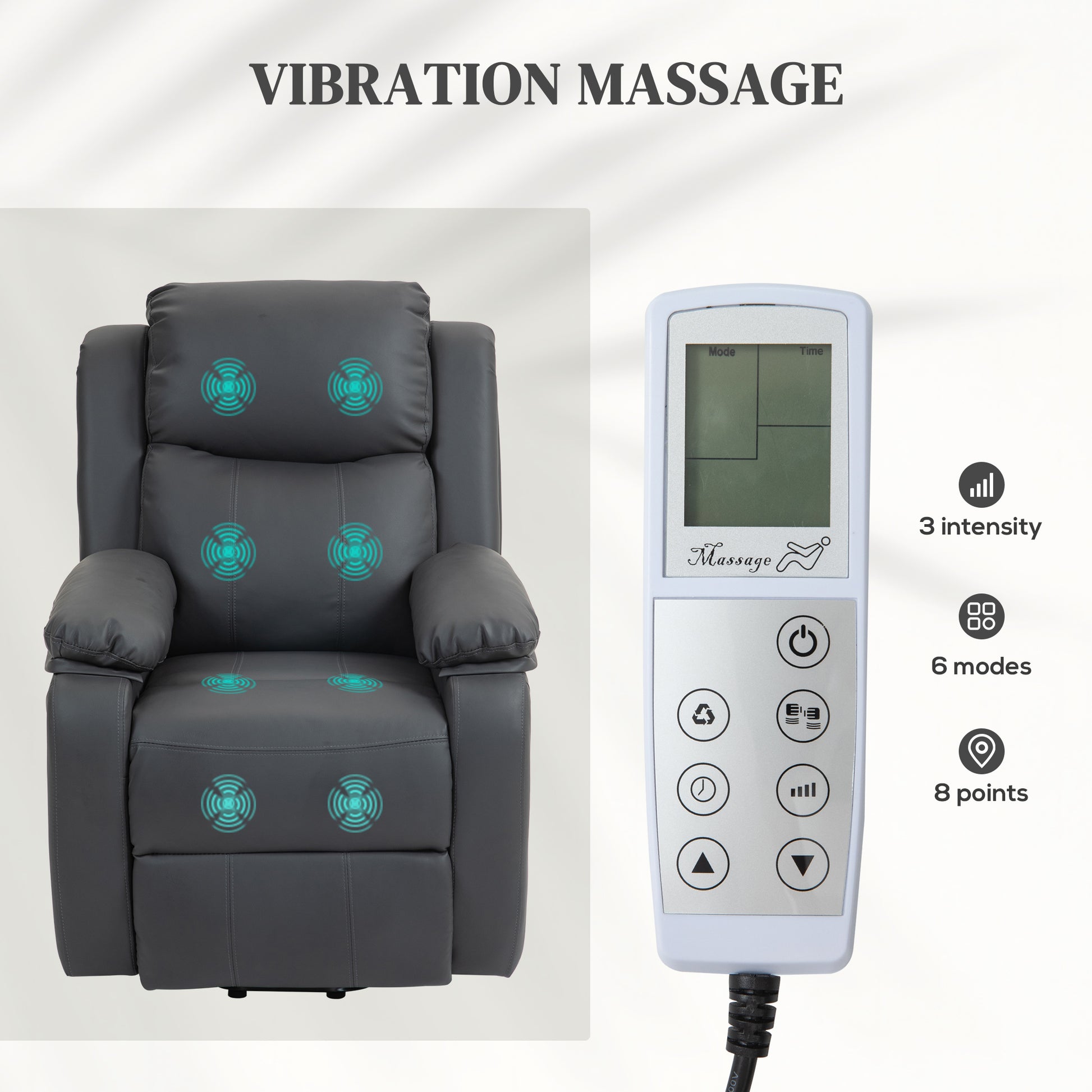 HOMCOM Electric Power Lift Recliner Chair Vibration Massage Reclining Chair with Remote Control and Side Pocket in Dark Grey-3
