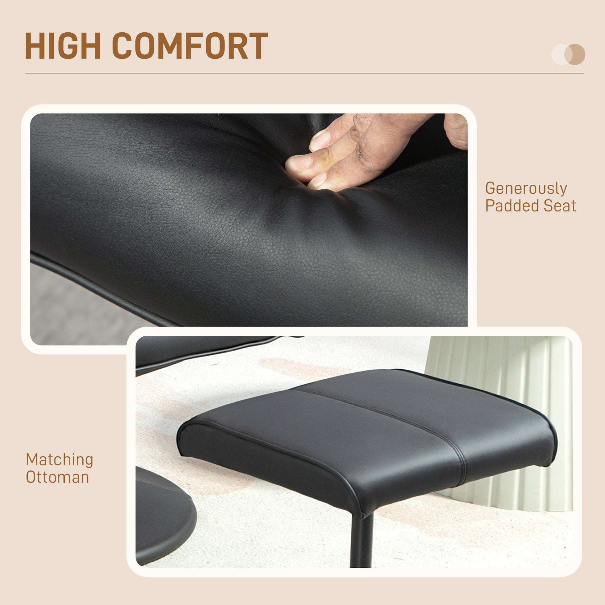 Black Faux Leather Reclining Chair and Footstool by HOMCOM-3