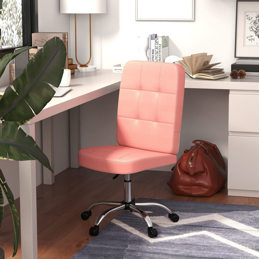 Vinsetto Armless Faux Leather Office Chair in Pink-8