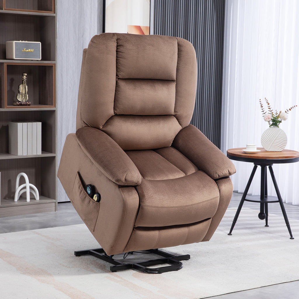 Electric Riser and Recliner Chair with Vibration Massage, Heat, Side Pocket, Brown | HOMCOM-8