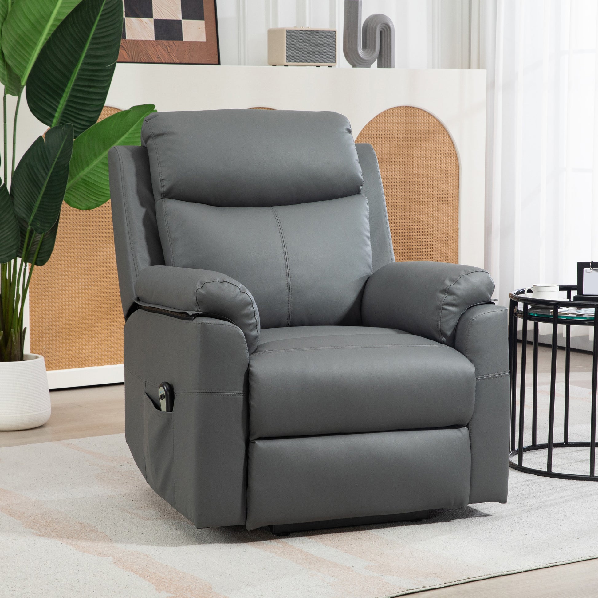 HOMCOM Riser Recliner Chairs Power Recliner Chair for the Elderly, Lift Chair with Remote Control, Side Pockets in Charcoal Grey-5