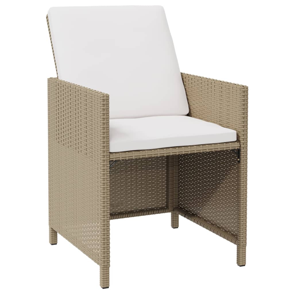 NNEVL Garden Chairs with Stools 2 pcs Poly Rattan Beige-1