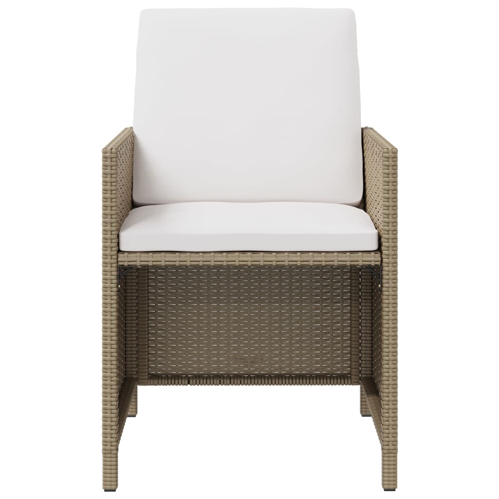 NNEVL Garden Chairs with Stools 2 pcs Poly Rattan Beige-2