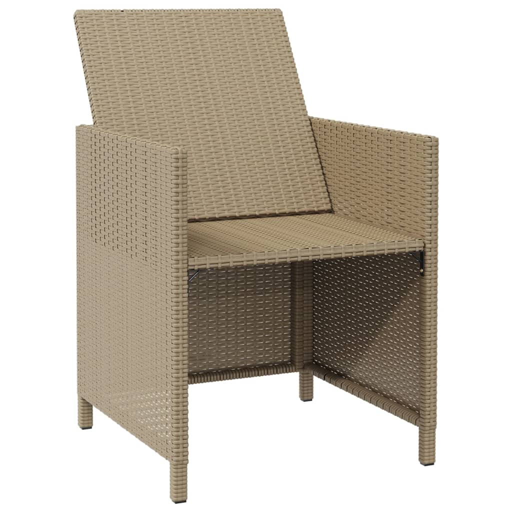 NNEVL Garden Chairs with Stools 2 pcs Poly Rattan Beige-3