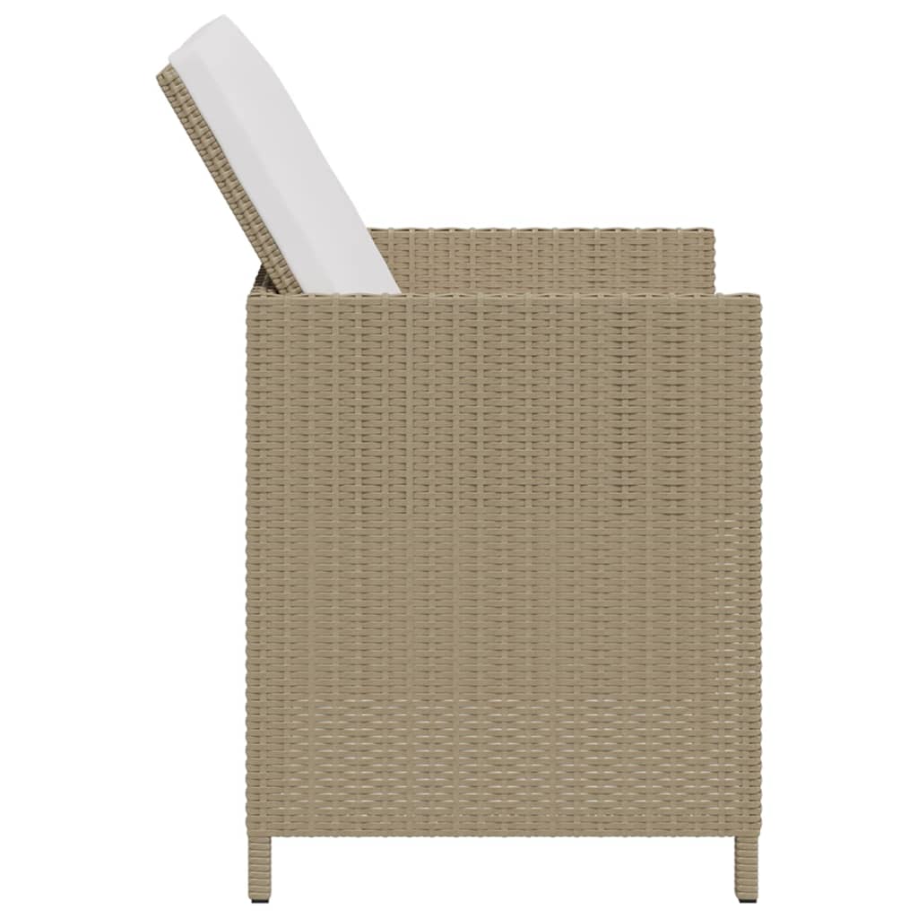NNEVL Garden Chairs with Stools 2 pcs Poly Rattan Beige-4