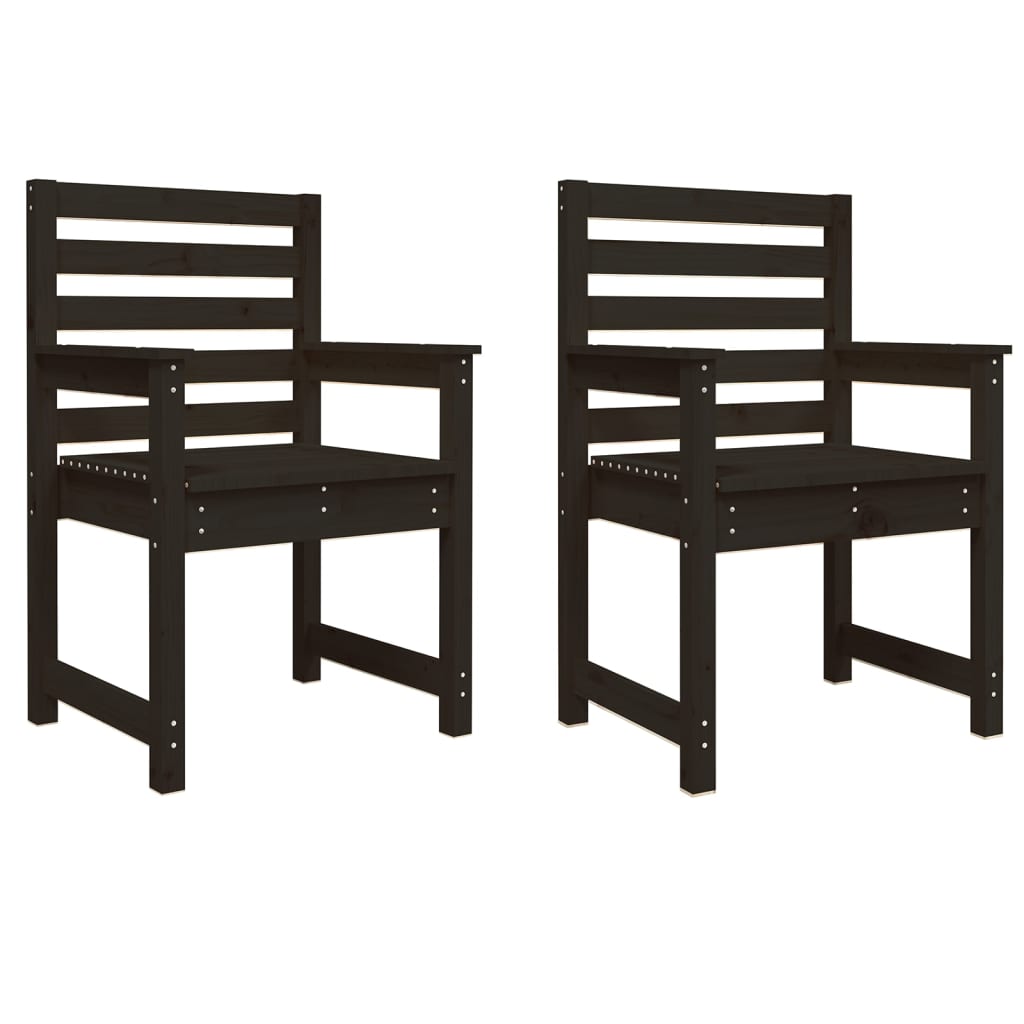 NNEVL Garden Chairs 2 pcs Black 60x48x91 cm Solid Wood Pine-1