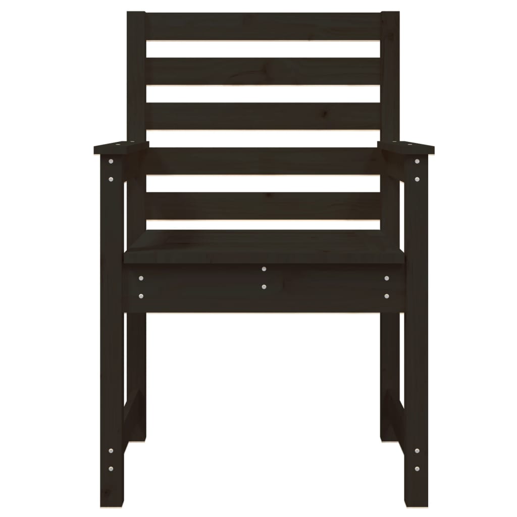 NNEVL Garden Chairs 2 pcs Black 60x48x91 cm Solid Wood Pine-3