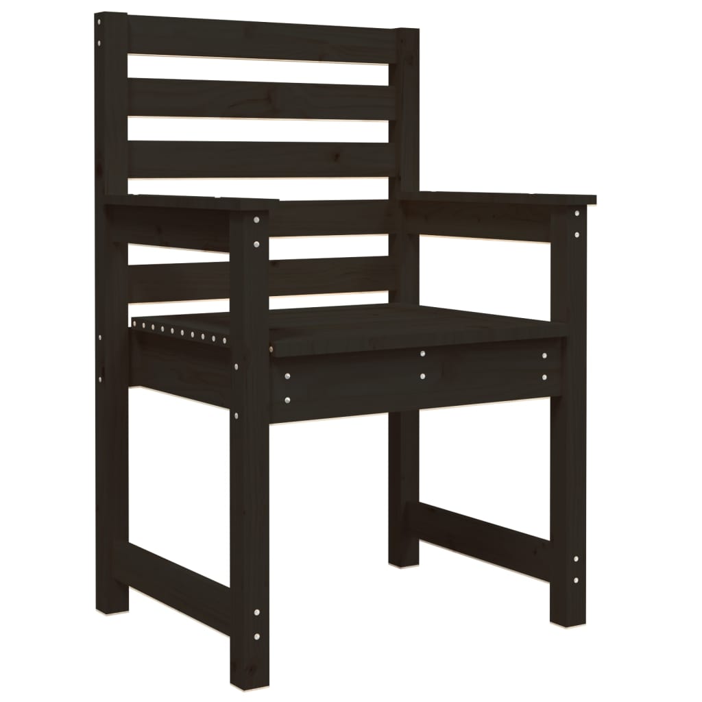 NNEVL Garden Chairs 2 pcs Black 60x48x91 cm Solid Wood Pine-4