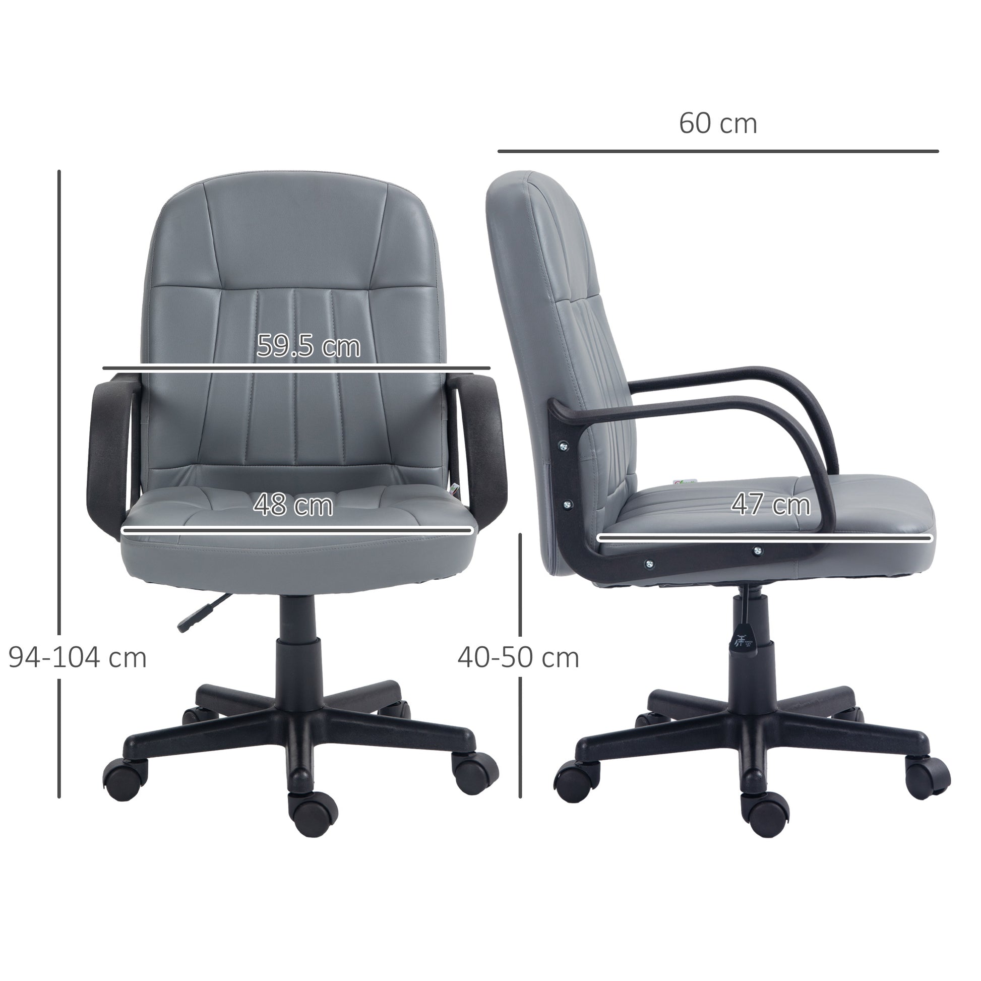 Swivel Executive Office Chair, PU Leather Computer Desk Chair, Adjustable Home Office Chair, Gaming Seater, Grey | Vinsetto-1