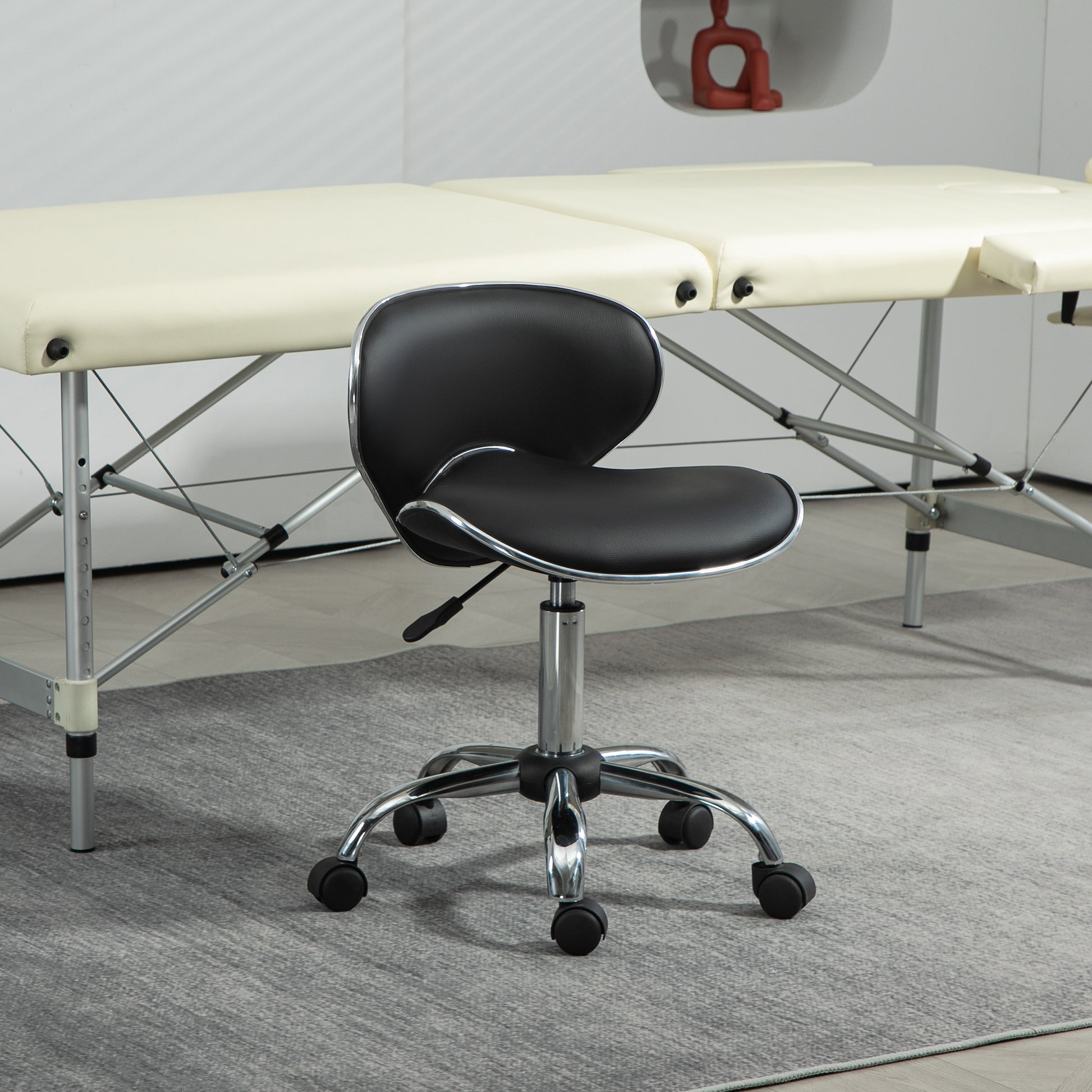 Black Beauty Salon Chair, Adjustable Rolling Swivel, Stool for Spa by HOMCOM-5