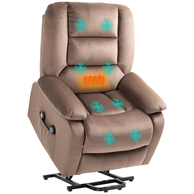 Electric Riser and Recliner Chair with Vibration Massage, Heat, Side Pocket, Brown | HOMCOM-0