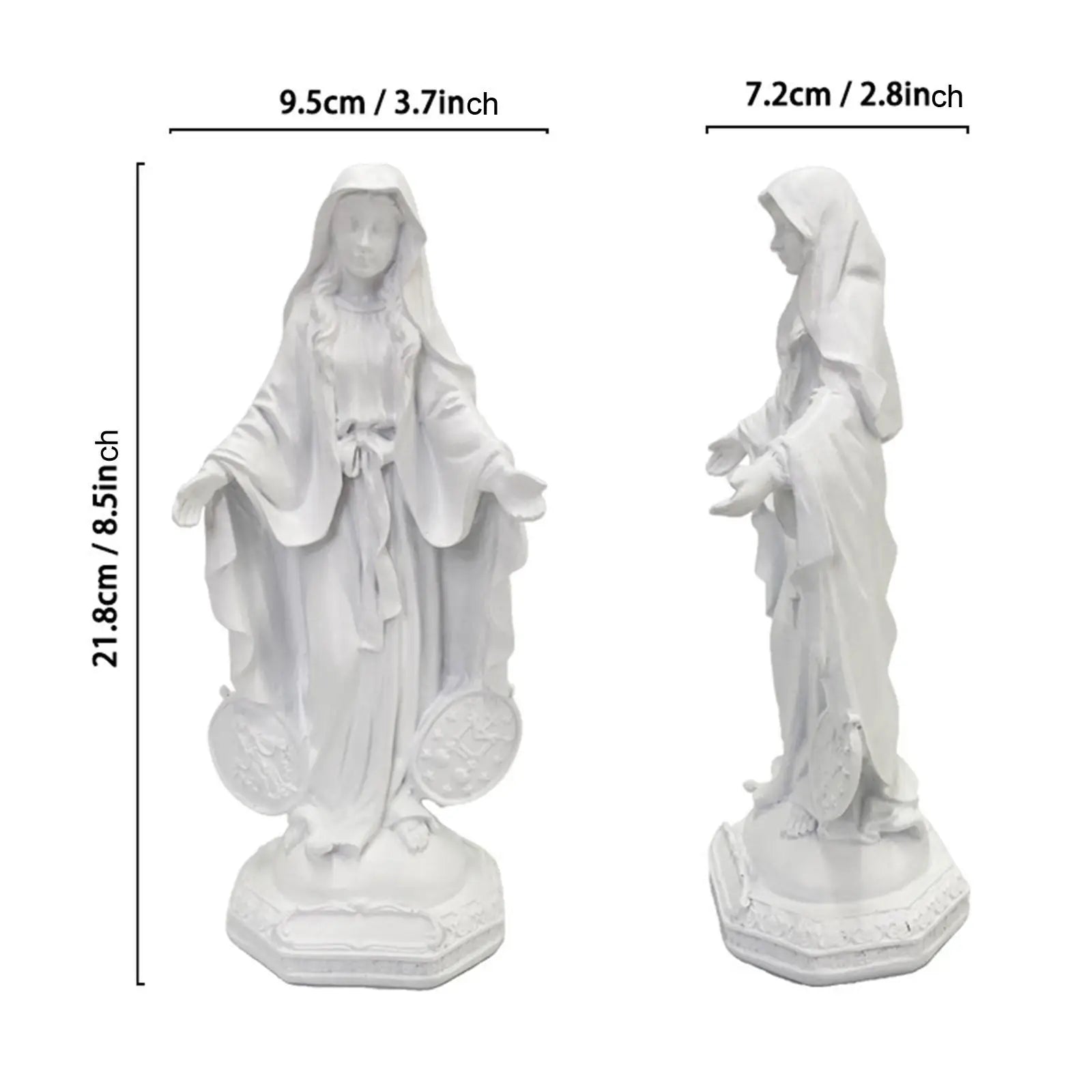 Virgin Mary Sculpture Catholic Religious Our Lady Statue Resin Ornament for Home Living Room Christmas Desktop Decoration