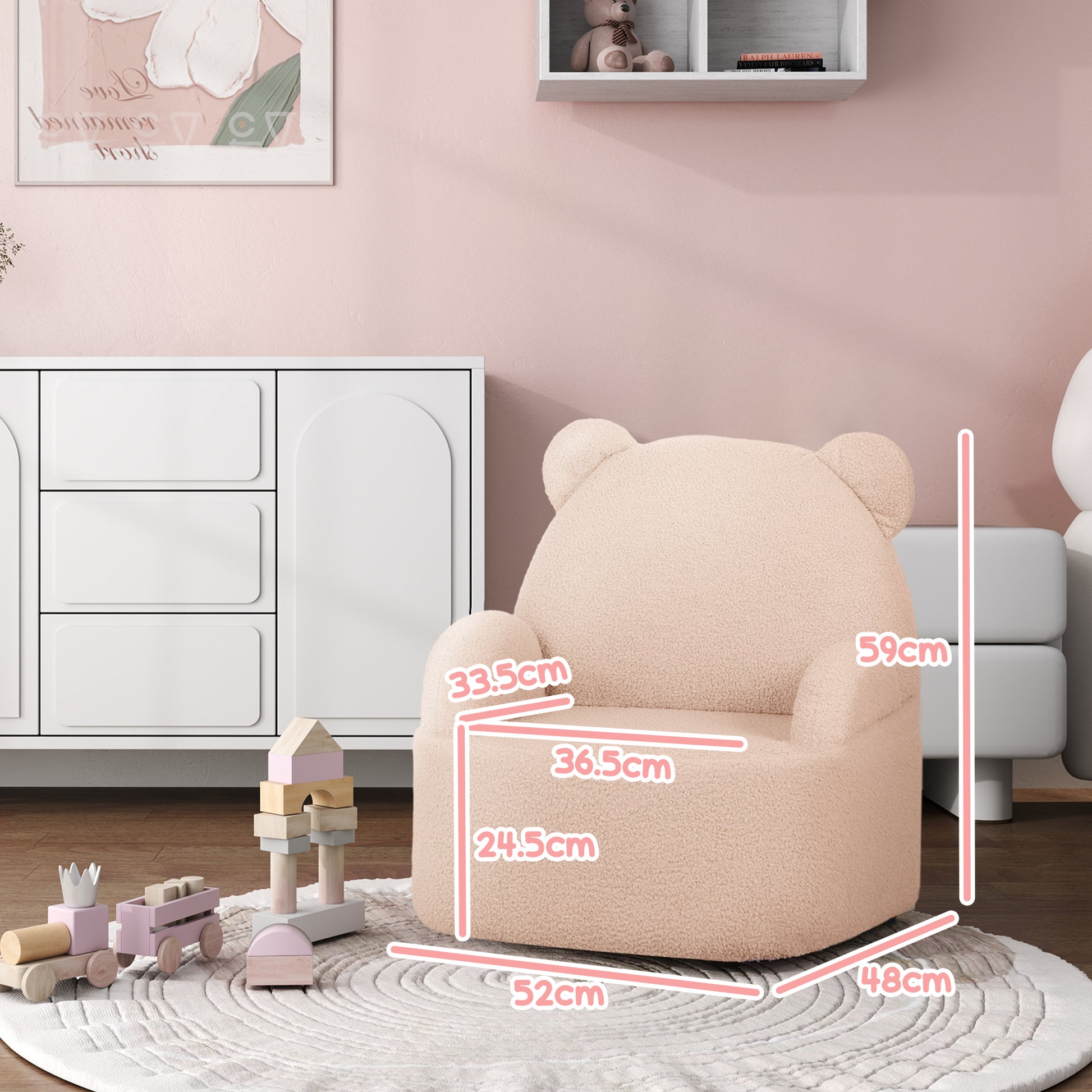 AIYAPLAY Bear Shaped Toddler Chair for Bedroom Playroom Living Room, Aged 18 Months to 3 Years in Pink-1