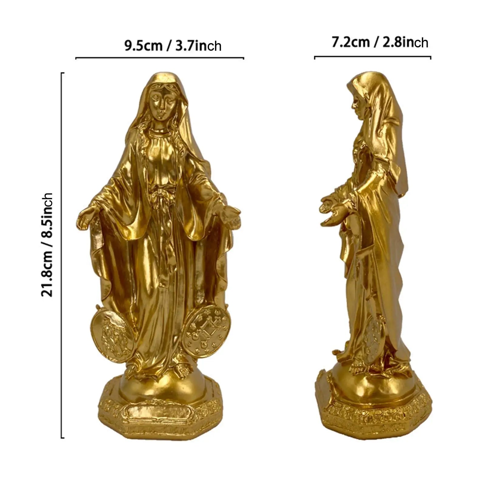 Virgin Mary Sculpture Catholic Religious Our Lady Statue Resin Ornament for Home Living Room Christmas Desktop Decoration