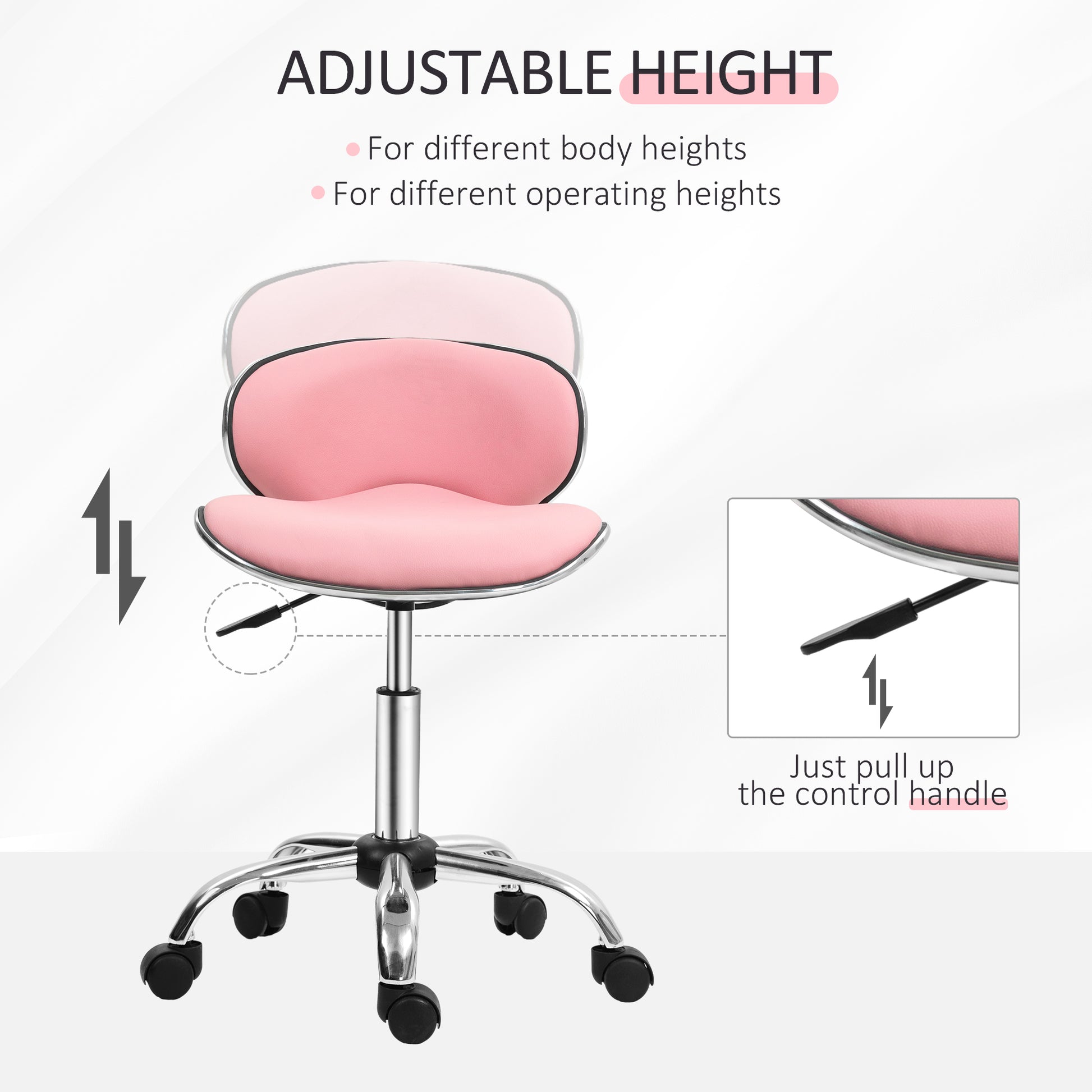 Pink Beauty Salon Stool for Spa by HOMCOM-2
