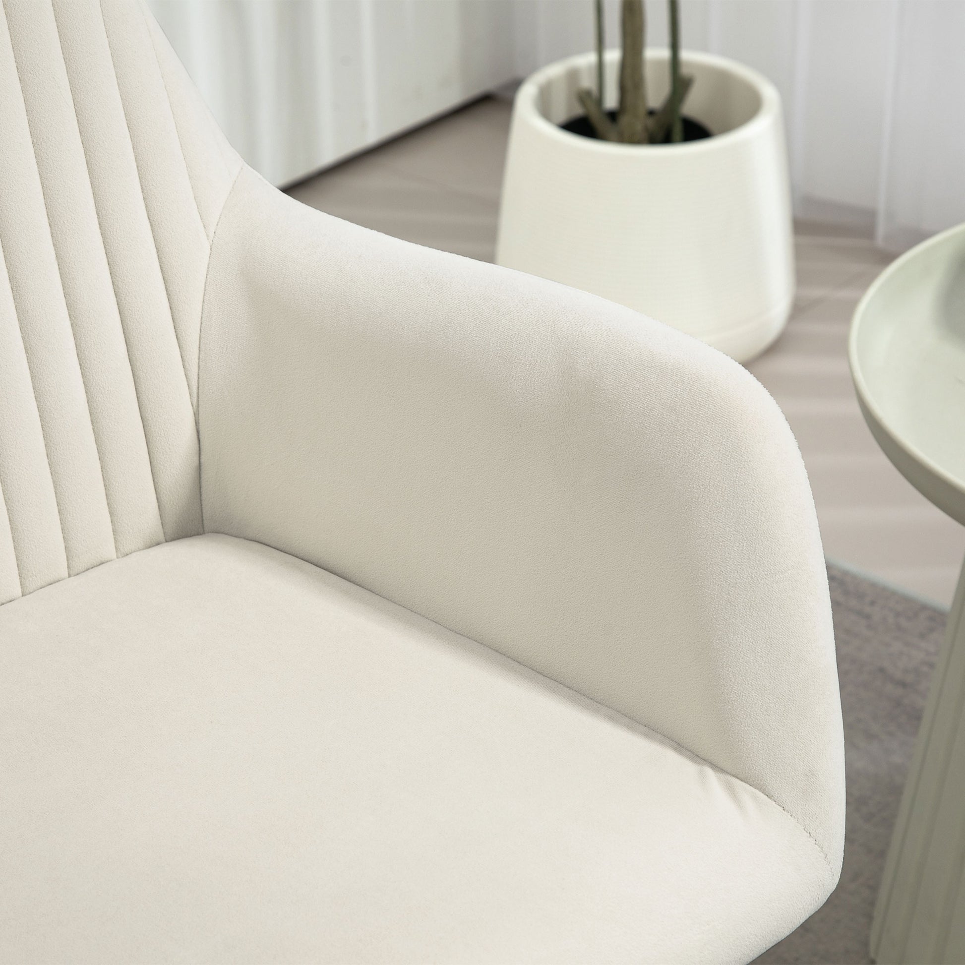 HOMCOM Modern Arm Chair Upholstered Accent Chair with Metal Base for Living Room Cream in White-6