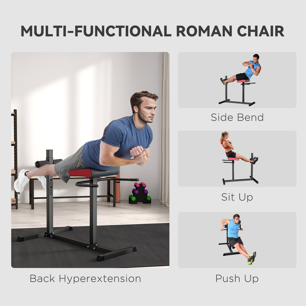Back Extension Roman Chair, Hyperextension Bench with Adjustable Leg Roller for Back, Abdominal and Gluteal Training by SPORTNOW-2