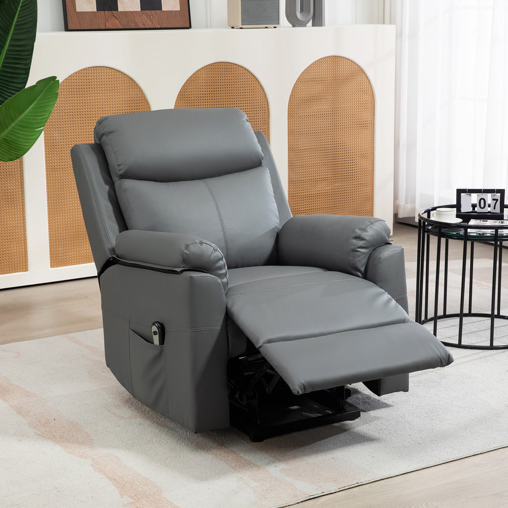 HOMCOM Riser Recliner Chairs Power Recliner Chair for the Elderly, Lift Chair with Remote Control, Side Pockets in Charcoal Grey-6