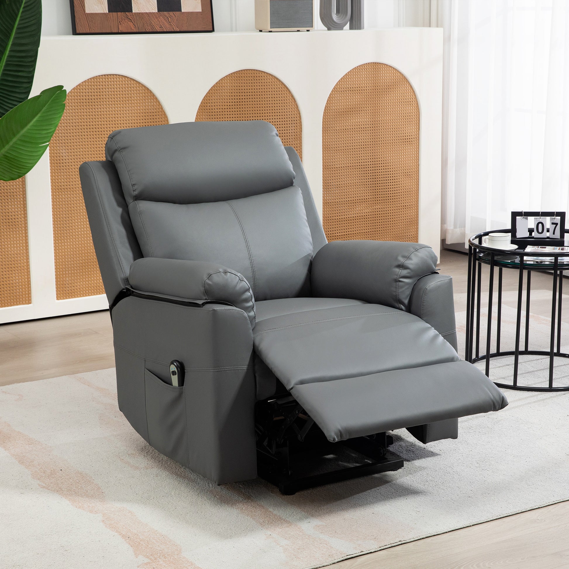 HOMCOM Riser Recliner Chairs Power Recliner Chair for the Elderly, Lift Chair with Remote Control, Side Pockets in Charcoal Grey-6