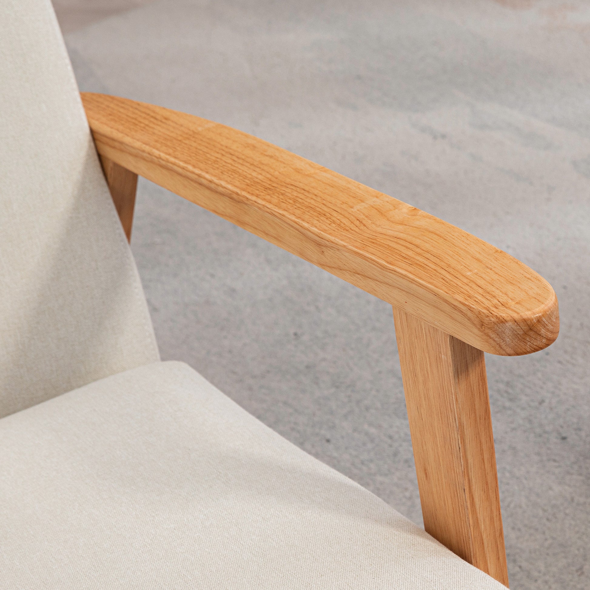 HOMCOM Fabric Accent Chair for Living Room, Arm Chair with Rubber Wood Frame and Padded Cushion in Cream White-7