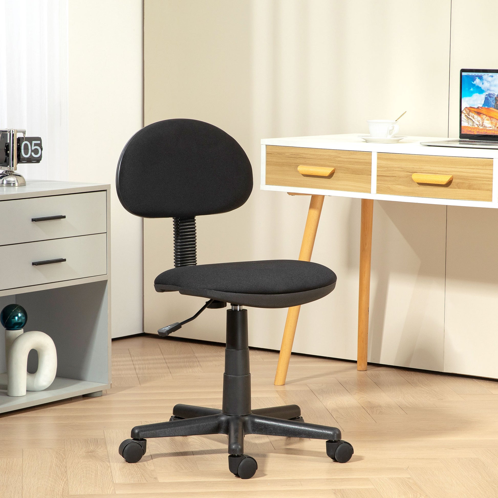 HOMCOM Small Armless Office Chair in Black-8