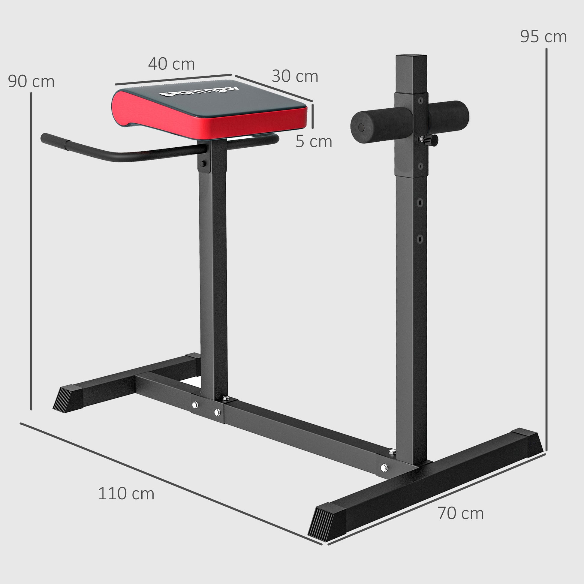 Back Extension Roman Chair, Hyperextension Bench with Adjustable Leg Roller for Back, Abdominal and Gluteal Training by SPORTNOW-1