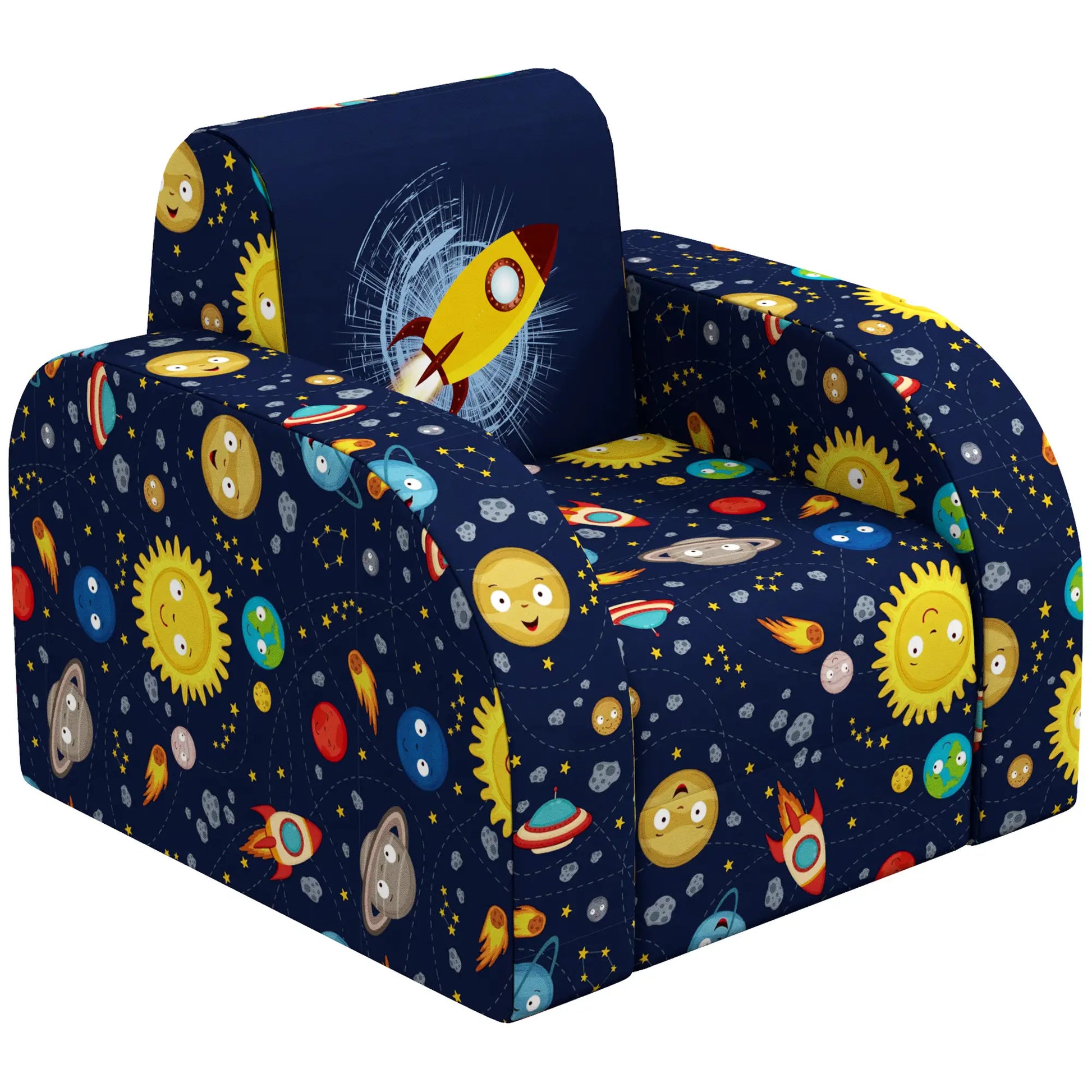 Foldable Toddler Chair Soft Snuggle Sponge Filled for Bedroom Playroom, Aged 18 Months to 3 Years in Dark Blue | AIYAPLAY-0
