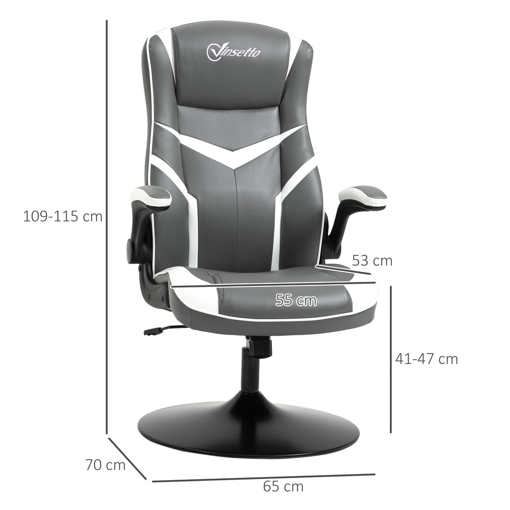 Grey Gaming Computer Desk Chair with Adjustable Height, Swivel Base, PVC Leather Swivel Chair by Vinsetto-1