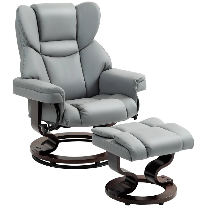 Faux Leather Recliner Chair and Footstool