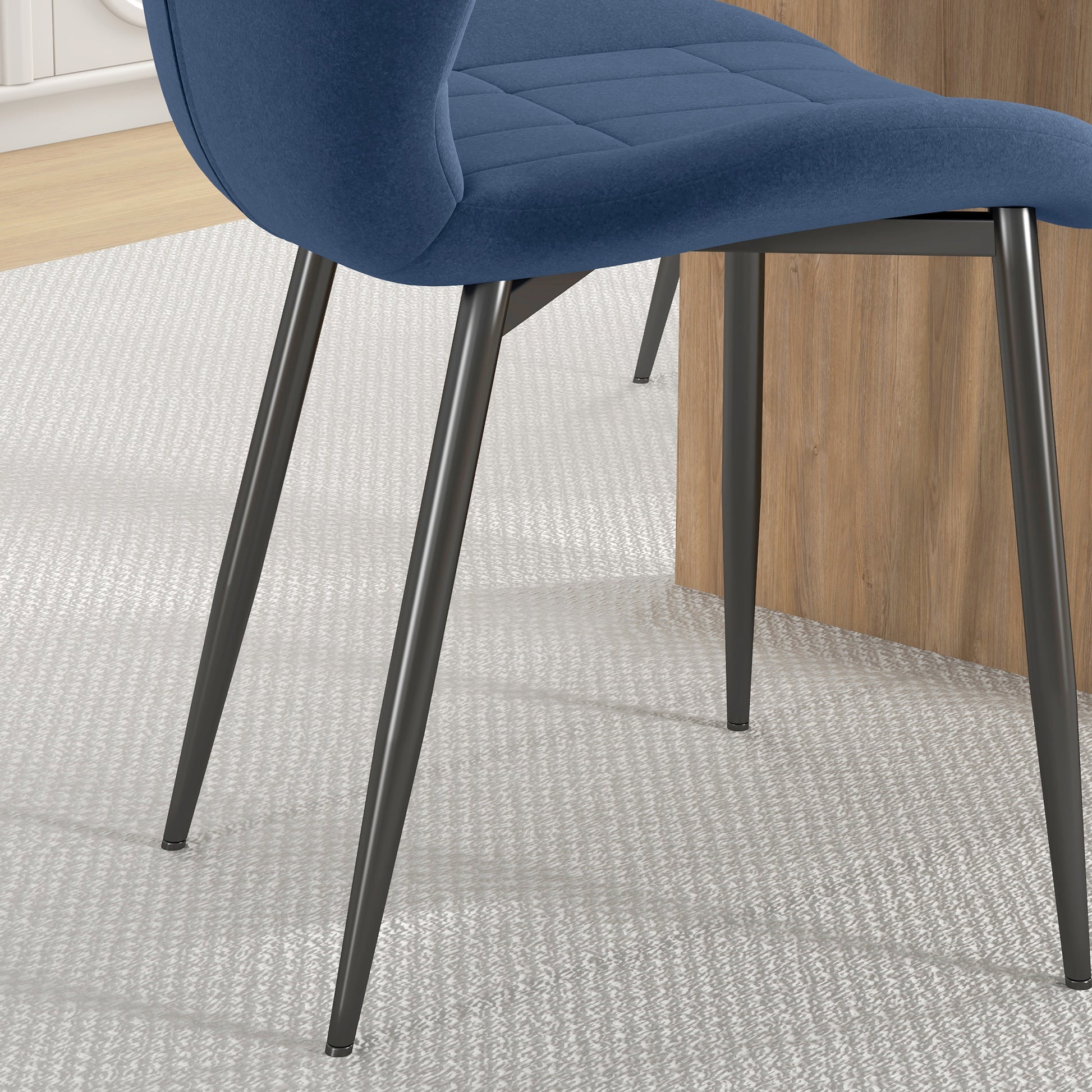 HOMCOM Set of Four Flannel Relaxed Tub Dining Chairs in Dark Blue-7