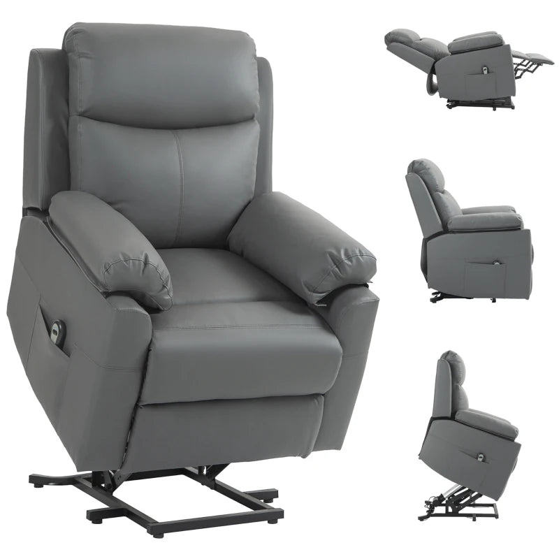 HOMCOM Riser Recliner Chairs Power Recliner Chair for the Elderly, Lift Chair with Remote Control, Side Pockets in Charcoal Grey-0