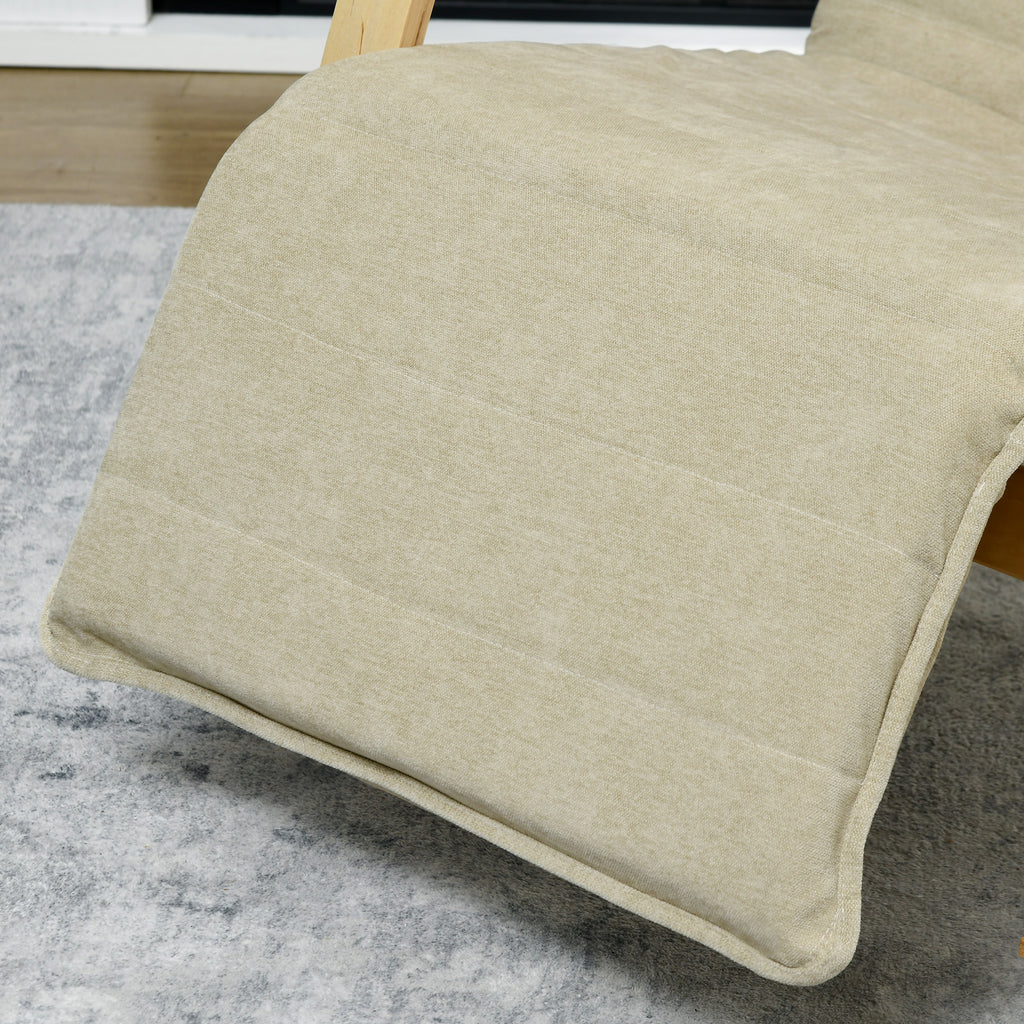 Rocking Lounge Chair Recliner Relaxation Lounging Relaxing Seat with Adjustable Footrest, Side Pocket and Pillow, Cream White by HOMCOM-6