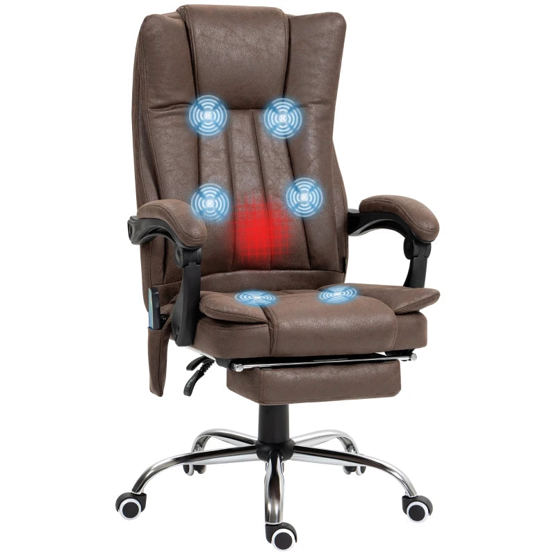 Vibrating Massage Office Chair with Heat, Executive Office Chair, Desk Chair with Height Adjustable and Footrest, Dark Brown | Vinsetto-0