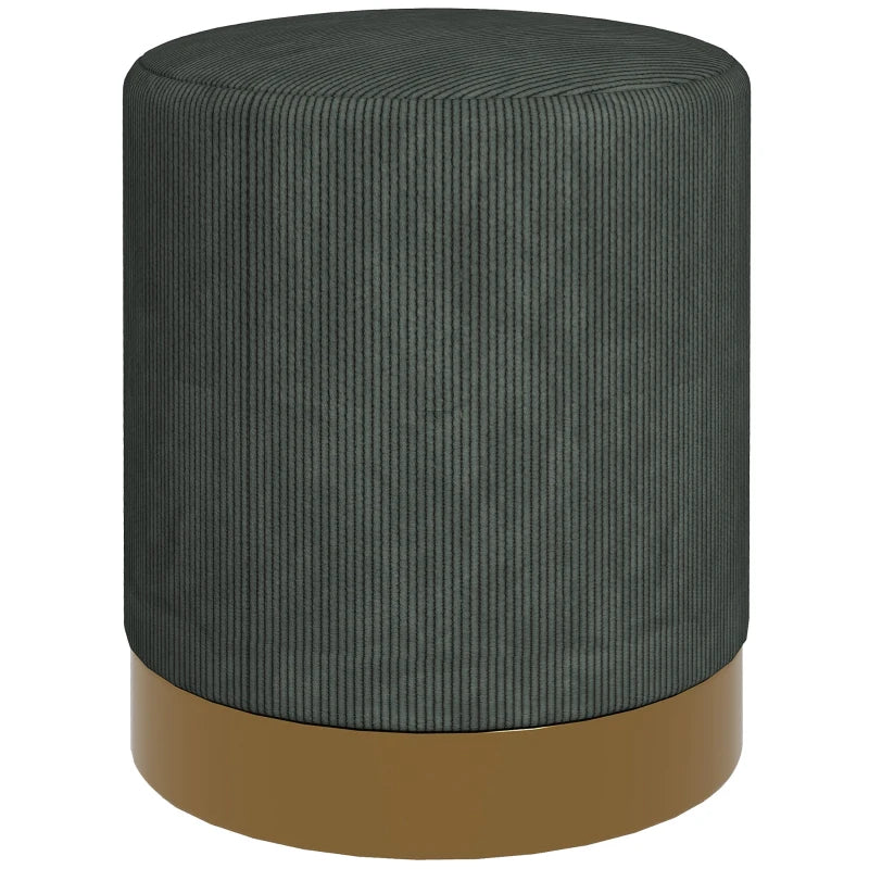 HOMCOM Soft Padded Corduroy Footstool in Dark Green-0