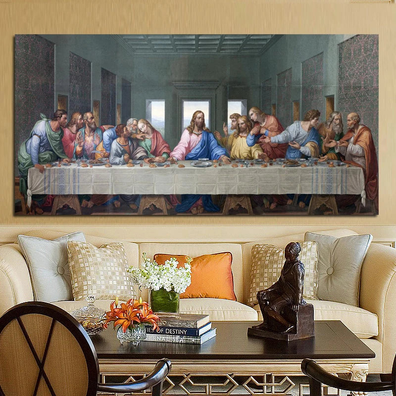Leonardo Da Vinci's The Last Supper Posters and Print Wall Art Canvas Painting Famous Painting Art for Living Room Cuadros Decor