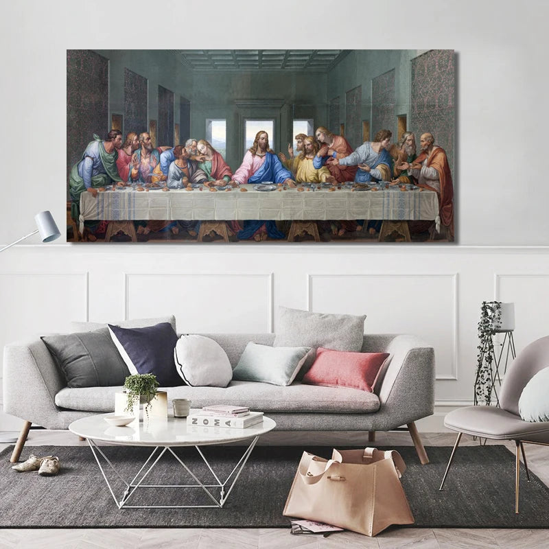 Leonardo Da Vinci's The Last Supper Posters and Print Wall Art Canvas Painting Famous Painting Art for Living Room Cuadros Decor