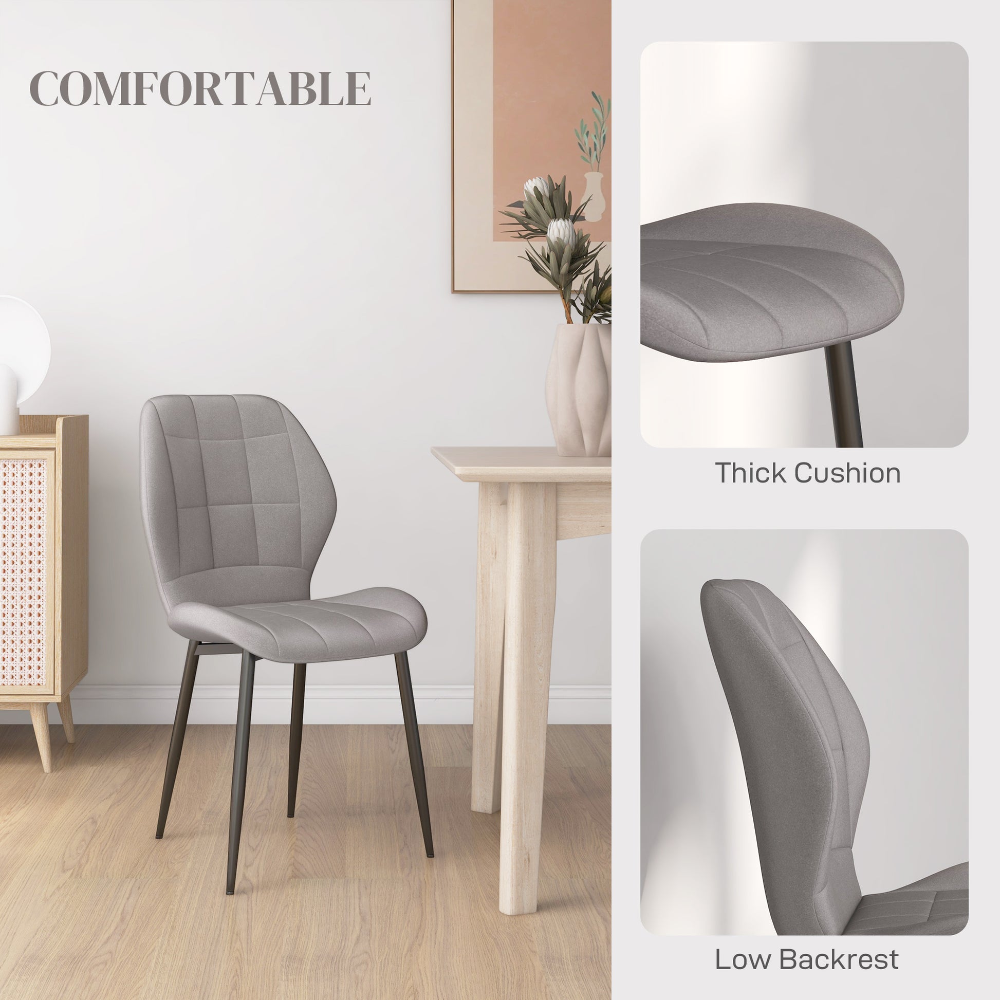 Set of Four Flannel Relaxed Tub Dining Chairs in Light Blue by HOMCOM-3