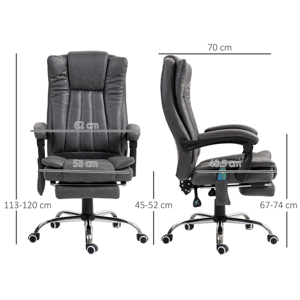 Vinsetto Six-Point Massage Chair, with Heat and Footrest in Dark Grey-1