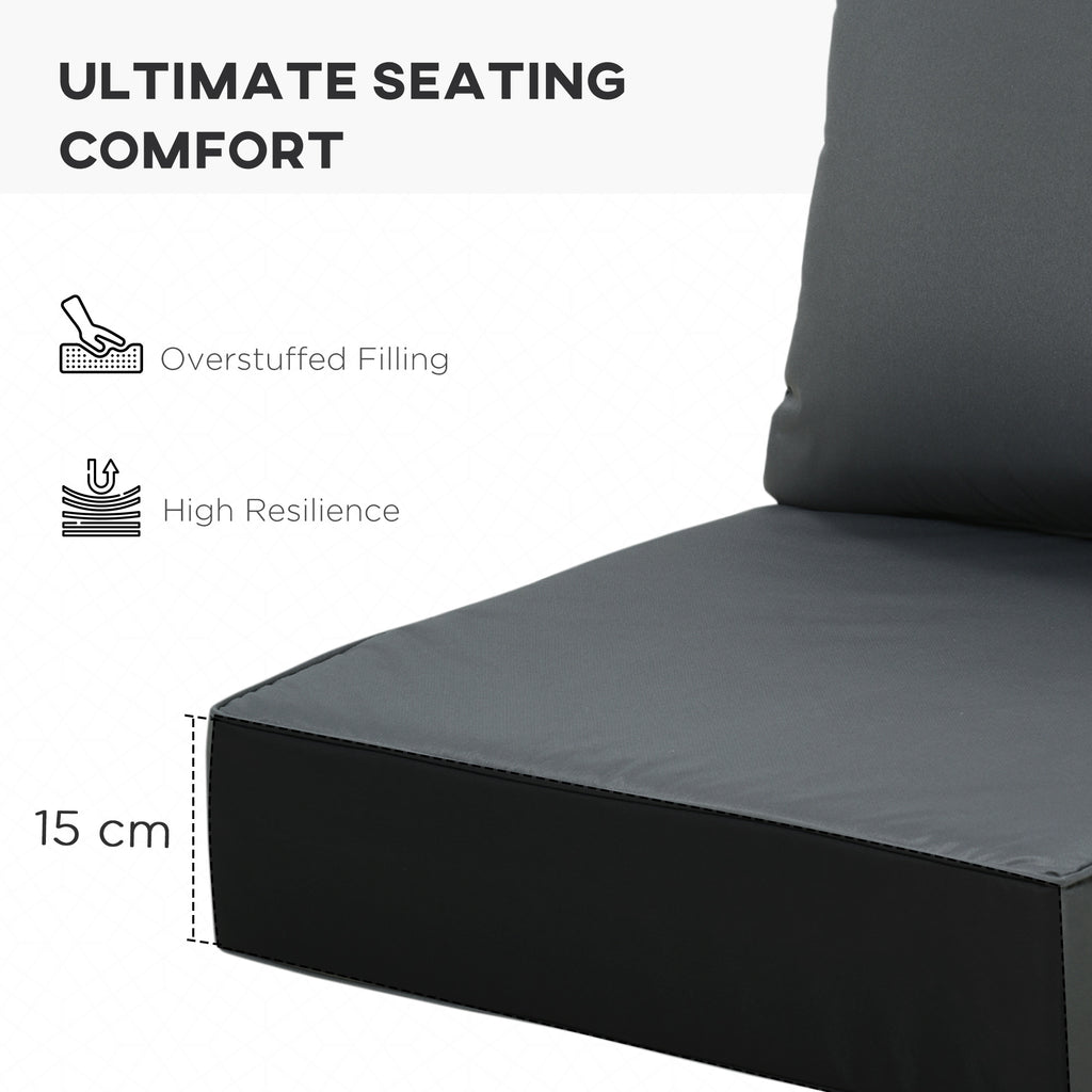 Outsunny Outdoor Seat and Back Cushion Sets, 63L x 55W x 15Dcm Olefin Seating Chair Fade Resistant Replacement Cushion for Rattan Sofa-3