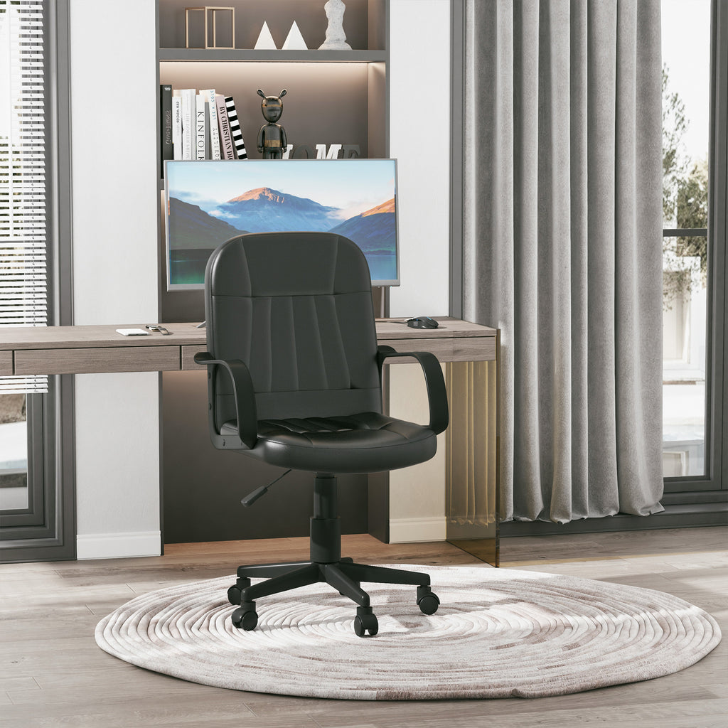 Swivel Executive Office Chair, PU Leather Computer Desk Chair, Gaming Seater, Home Office Chair, Ergonomic Design in Black | HOMCOM-8